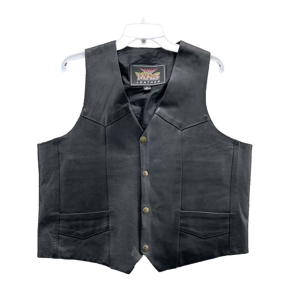 Mas Genuine Leather Vest Men Large Motorcycle Biker Western 90s Cowboy Ren Faire